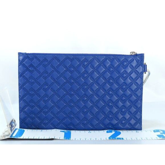 ✨STUNNING! Versace Cobalt Blue Leather Pouch Clutch w/ Dust Bag - Picture 2 of 8